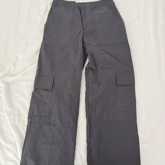 Princess Polly Grey/ Navy Women's Cargo Pants - Adjustable Waistband