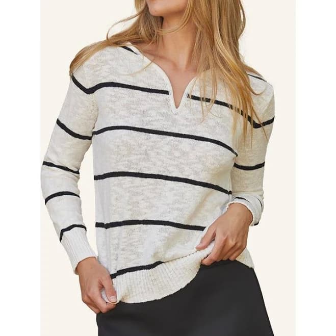 Crescent Women's Sherri Striped Knit V-Wire Top