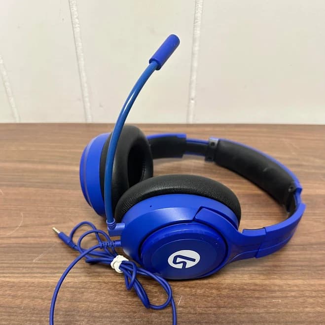 3.5 MM Wired Blue Over The Ear Gaming Headset With Boom Microphone
