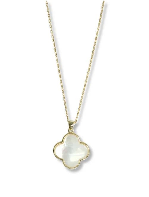 Argento Vivo Women's Sterling Silver Mother-of-Pearl Clover Pendant Necklace