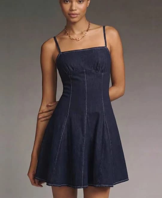 Sleeveless Spaghetti Strap Denim Mini Dress