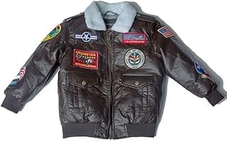 Youth A-2 A2 Bomber Jacket Aviation Pilot Military PU Leather Coat for Kids Boys