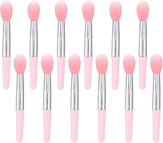 12pc Pink & White Silicone Mini Lip Balm Applicator - 2in Reusable Lipstick & Gloss Brush, Multipurpose Eyeshadow Makeup Brush Set & Tools