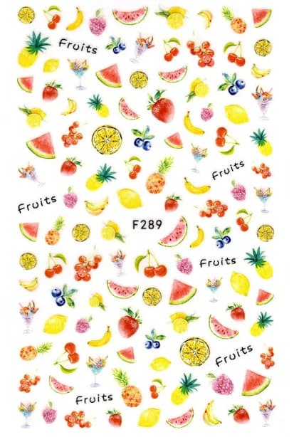 Nail Art 3d Decal Stickers Juicy Lemon Banana Pineapple Strawberry