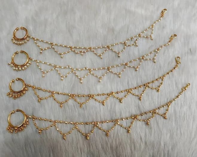 Gold Plated Indian Nose Ring Chain