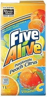Five Alive Passionate Peach Citrus Juice Box, 1 Liter/2.2lbs, 12-Pack {Imported from Canada}