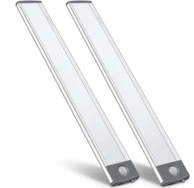 LED Motion Sensor Light,Under Counter Lighting, Wireless USB Rechargeable Kitchen Night Lights,Battery Powered Operated Light,54-LED Light for Wardrobe,Closets,Cabinet,Cupboard, 2 Count (Pack of 1)