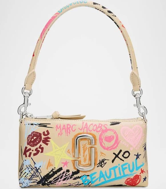 Marc Jacobs The Punk Scribble Snapshot Leather Shoulder Bag