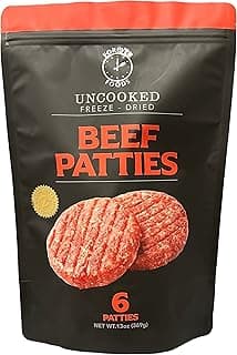 FOREVER FOODS Uncooked Freeze-Dried Beef Patties | 6-Count | Family Pack | Equivalent to 2 lbs.