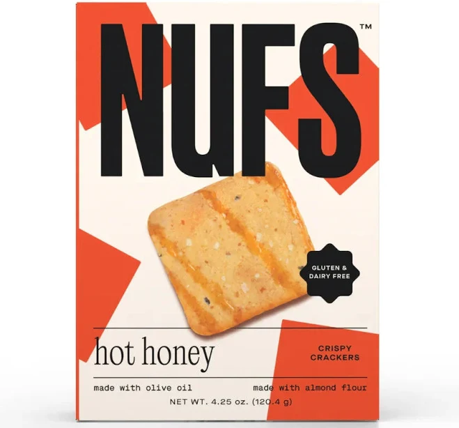 Nufs Crackers - Hot Honey Gluten-Free, 4.25 oz (Pack of 6) - Dairy-Free Snacks