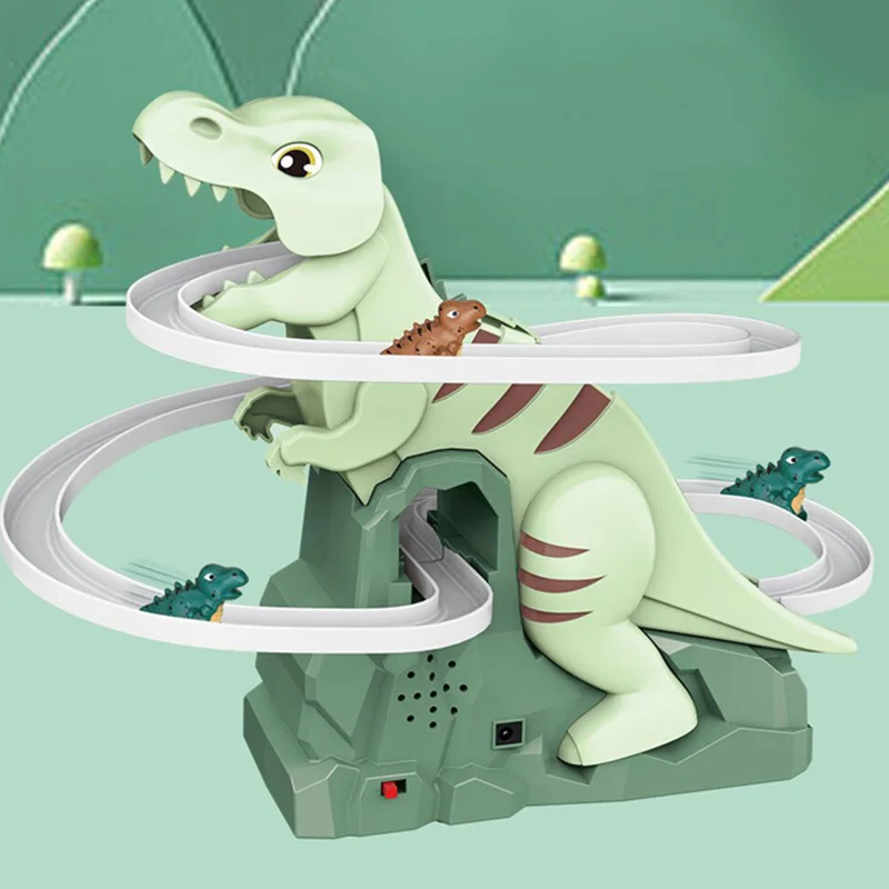 Toddler Dinosaur Climbing Slide Stairs Toy Race Track Game Set Electric Adventure Slide Roller Coaster with Light Music Kid Gift - AliExpress