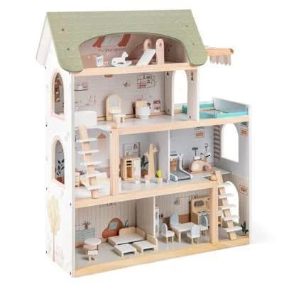 Costway 4-Story Modern Wooden Dollhouse