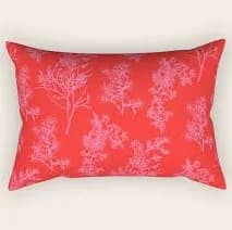 Preppy Pink and Red Bold Botanical Cottage Floral Pattern Throw Pillow