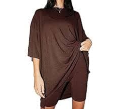 Yuemengxuan Women Pajamas 2 Piece Lounge Set Loose Pullover Tops Knit Sweater Set Elastic Skinny Biker Shorts Matching Outfits (Brown, XS) at Amazon Women's Clothing store