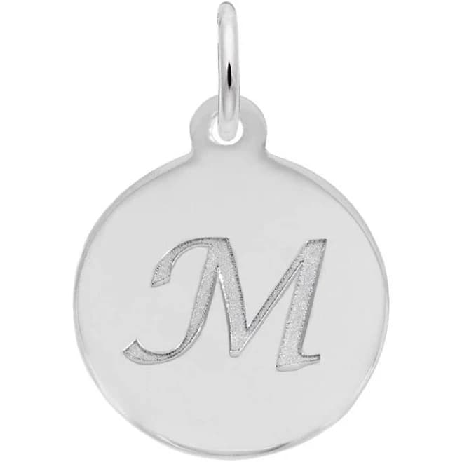 REEDS Sterling Silver Petite Script Initial Disc Charm