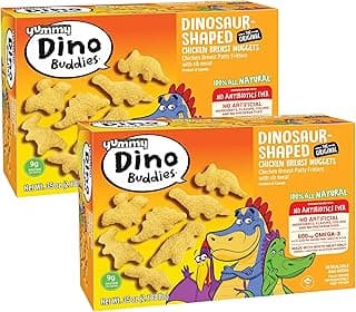 Yummy Dino Buddies Frozen Chicken Breast Nuggets, With Rib Meat, Omega 3 | No Artificial Preservatives - 2 Boxes, 35oz/56 ct each Box, 2 Pack