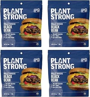 PLANTSTRONG Black Bean Skillet Burger Mix, Plant-Based Patty Mix with Oats, Seeds & Spices, Gluten Free, Oil-Free, Just Add Water, Pan Fry/Bake/Air Fry, 4-Pack (6 oz Bags)
