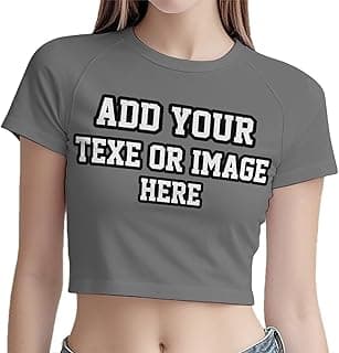 Custom Crop Tops for Women Customize Crew Neck Short Sleeve Crop Top Personalized Add Text Photo Workout Tops