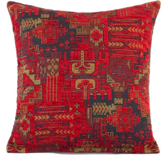sndsigns Dark Red Woven Turkish Kilim Lumbar Pillow Cover