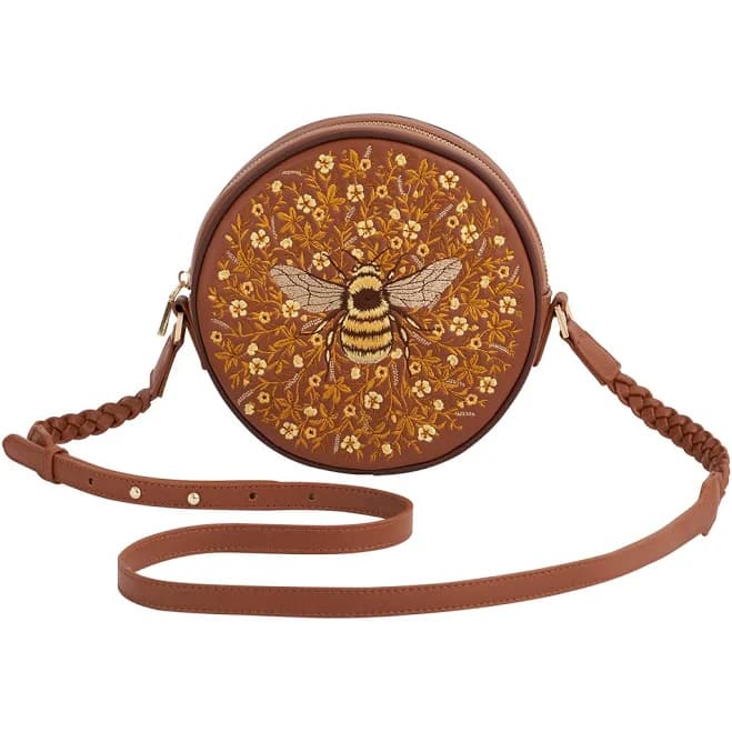 Fable England Bumble Bee Embroidered Circle Purse