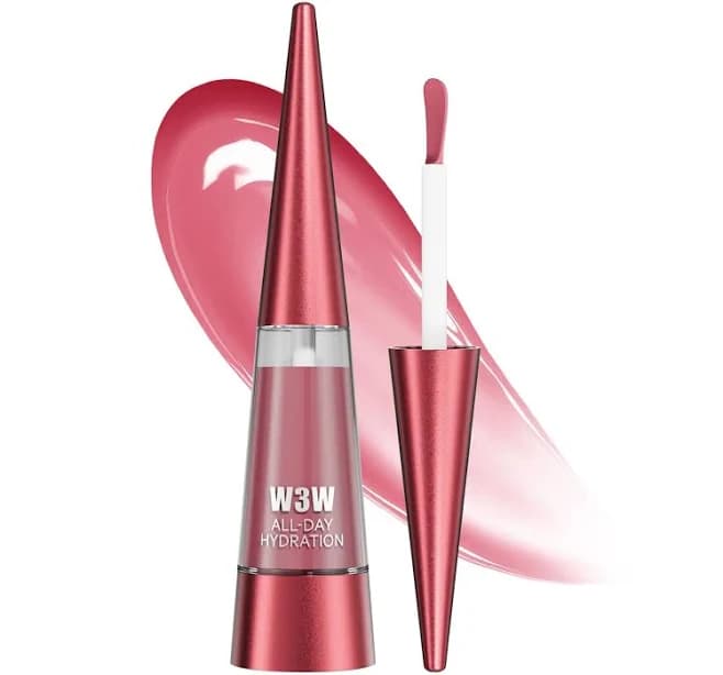 W3W Non-Sticky Lip Oil & Gloss - Hydrating Moisturizing, Natural Shine, Nourishing Lip Care HDD Luxe Glow Hub Authentic