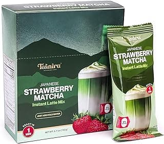 Teaniru, Japanese Strawberry Matcha - Instant Latte in Sachets | Protein - Powered Delight | Japanese Matcha | Rich in Vitamin C, Antioxidants & L-Theanine | 8 Sachets x 0.84 oz | Thanks Giving