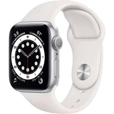 used Pre-owned Apple Watch Series 6 44mm GPS - Silver Aluminum Case - White Sport Band (2020) - Fair, Size: 44 mm