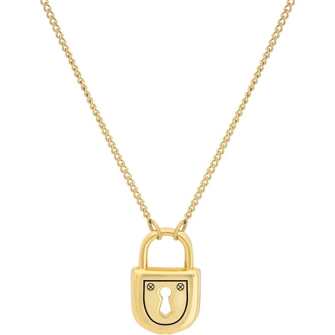 Little Rooms Rhodium Plated Padlock Necklace