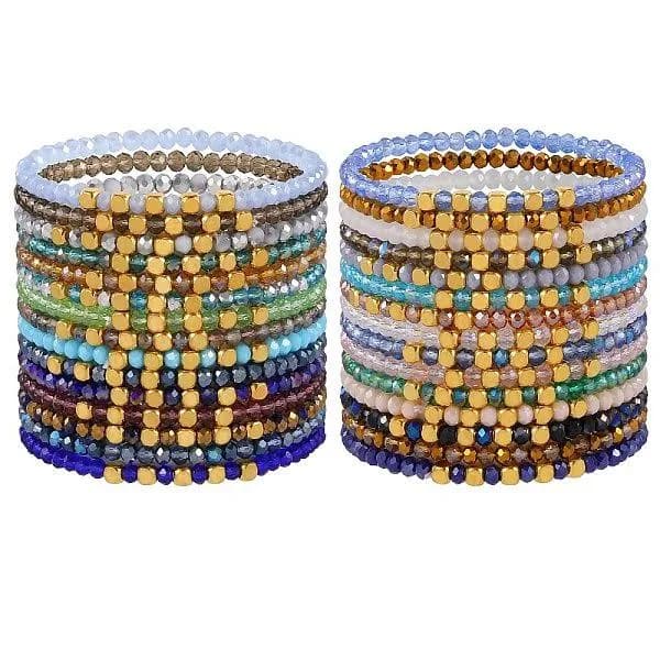 30pcs Glass Beaded Stretch Bracelet