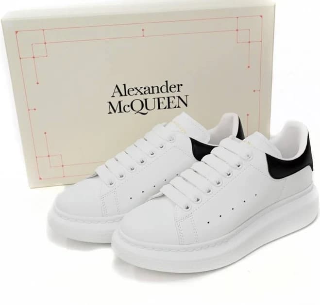 Alexander Mcqueen Men's White Sneaker With Black Leather Heel