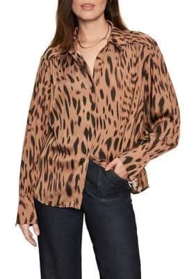Sanctuary Women's Rebel Abstract Animal Print Button-Up Shirt