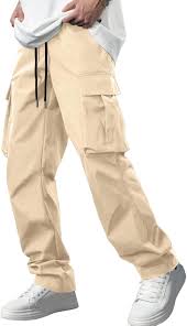 Amazon.com: Casual Cargo Pants for Men Wide Straight Leg Drawstring Waist Workout Baggy Pant Tactical Long Pants with Multi Pockets : Clothing, Shoes & Jewelry