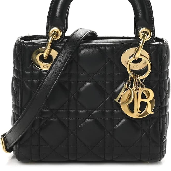 Dior Mini Lady Dior Cannage Lambskin Bag with Chain