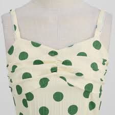 Amazon.com: Women's 1950s Vintage Spaghetti Strap Polka Dot Dress Retro A-line Summer Midi Swing Dress Knee Length Rockabilly Tea Party Cocktail Homecoming Dresses Apricot-Green dots S : Clothing, Shoes & Jewelry