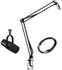 Shure MV7X-1000-PK1-K MV7X MIc, XLR Cable with Gator Desktop Boom Mic Stand