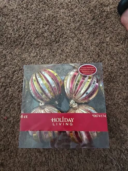 Holiday Living Ornaments Red Gold Silver Glittery 4 Ct Christmas Balls