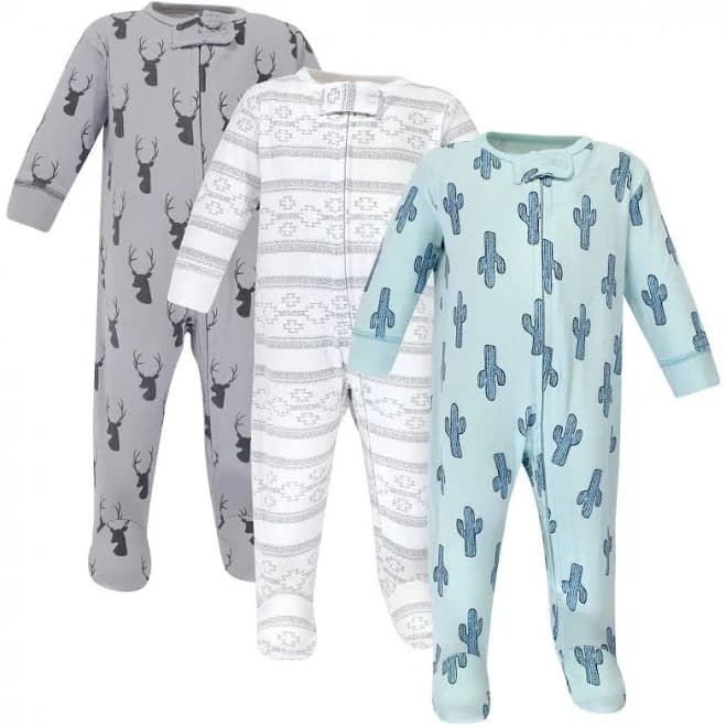 Yoga Sprout Baby Boys Cottton Zipper Sleep and Play 3pk