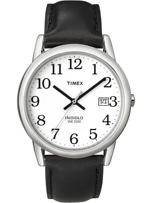 Timex Men's Easy Reader Black Leather Strap Watch