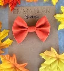 Handmade Orange Fabric Hair Bow: Alligator Clip or Headband