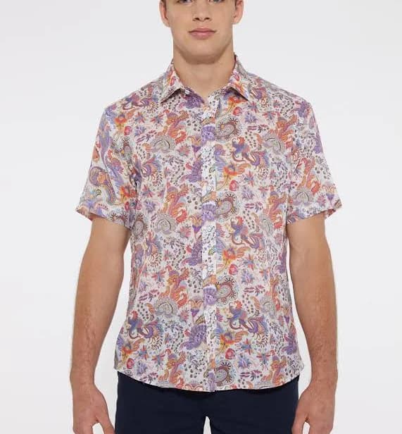 Paisley Tencel/Linen Short Sleeve Shirt