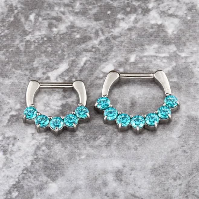 Surgical Steel Turquoise Swarovski Septum Clicker
