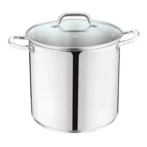 At Home Stainless Steel Stockpot with Glass Lid