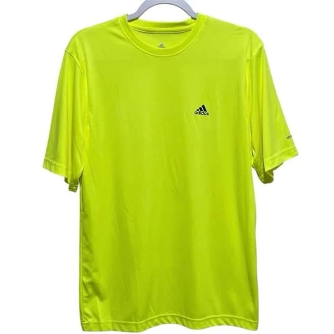 Adidas Climalite Neon Chartreuse Yellow Green Athletic Tee Shirt Sporty Men's M - Men | Color: Yellow/Green/Black | Size: M