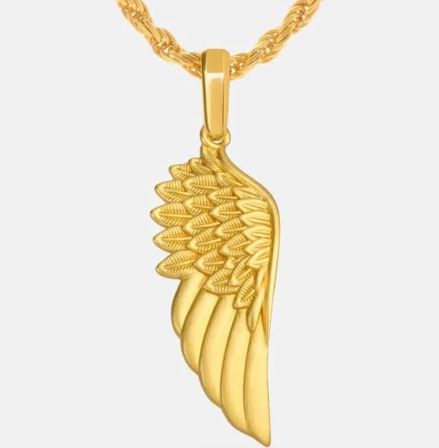 14K Plated Feather Wing Pendant