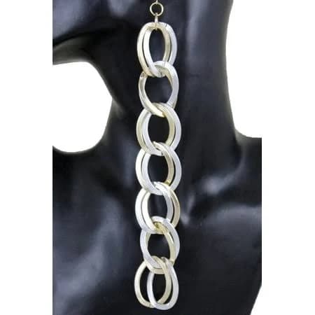 Women's Extra Long Chunky Links Earrings