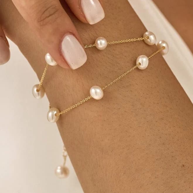 Pearl Double Chain Bracelet