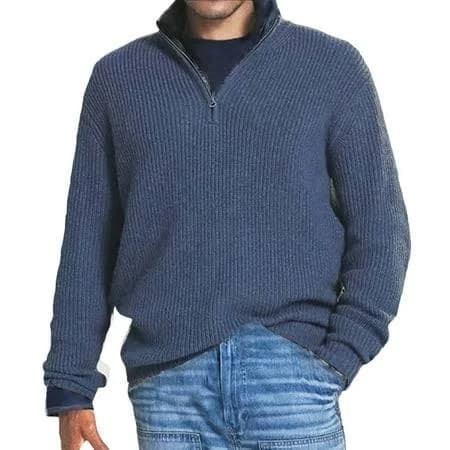 Men's Ribbed Knit Slim Fit Quarter Zip Pullover Sweater