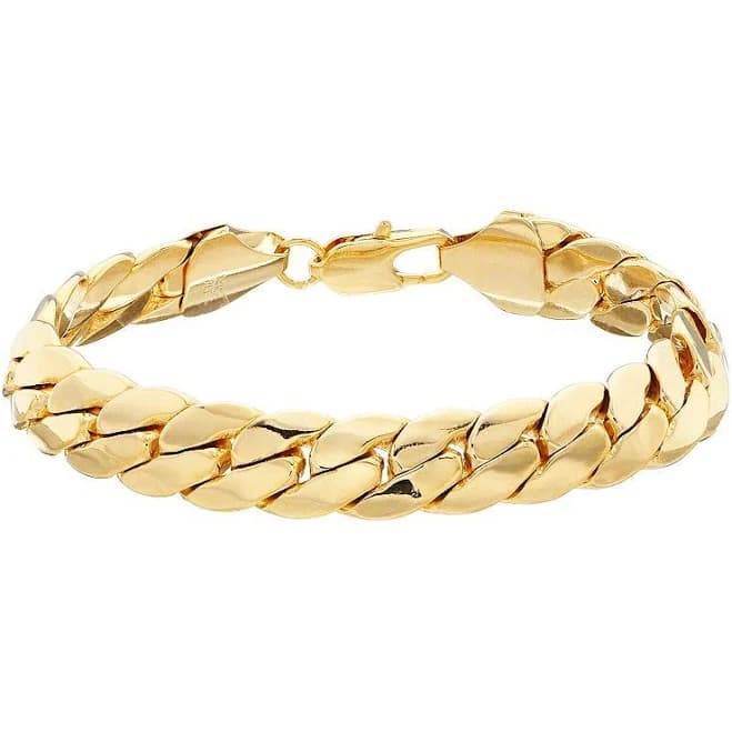 Men's 14k Gold Plated Cuban Chain Bracelet, Size: 8.5", Gold Tone