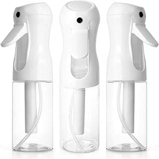 3Pack Continuous Spray Bottle 200ml, Ultra Fine Water Mister Refillable Empty Spray Bottle for Hair Styling, Salon, Skin Care, Cleaning & Plants (6.8oz Clear)