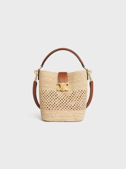 CELINE SMALL LOUISE BUCKET IN RAFFIA AND CALFSKIN | REVERSIBLE
